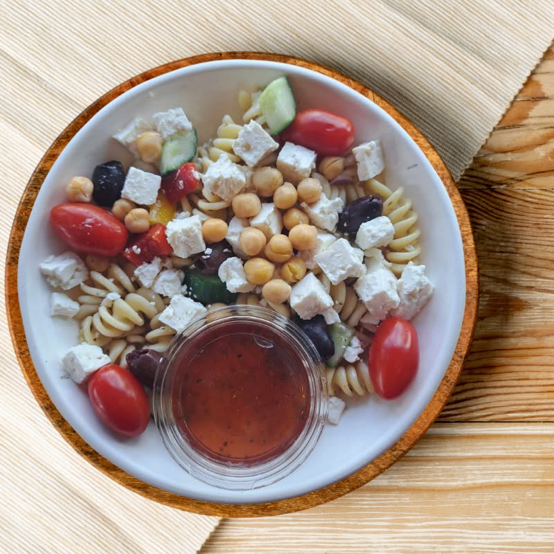 pasta de greek salad from take five cafe