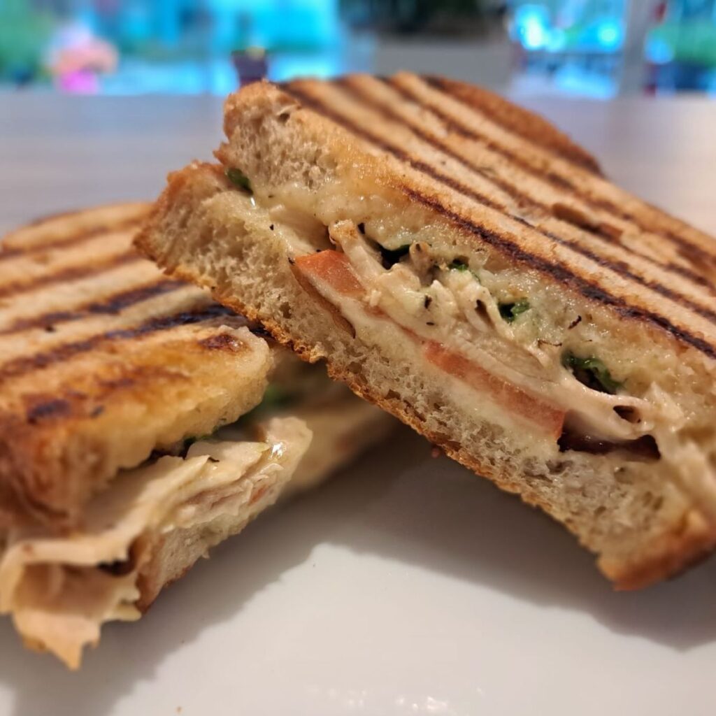 roasted chicken club sandwich from take five cafe. catering available