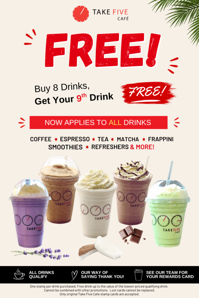 take five cafe port coquitlam loyalty stamp card